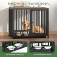 thumbnail image 3 of Amoveo 32.7" Foldable Dog Crate for Small Dogs, 3-in-1 Metal Kennel & Playpen with Wheels & Feeding Bowls, Escape-Proof Indoor Outdoor Cage,Brown, 3 of 8