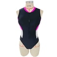 thumbnail image 6 of PADFRYBK Summer Swimsuit For Women Zipper Sports Swimwear Smocked Back Swimsuit Beach Bathing Suits Sleeveless Splice Color High Stretch Swimwear, 6 of 6