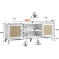thumbnail image 5 of OKD Rattan TV Stand for a 75-inch TV，Wood TV Console Entertainment Center with 2-Door for Living Room, Solid White, 5 of 7