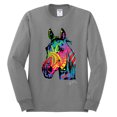 thumbnail image 2 of Wild Bobby, Neon Rainbow Horse Animal Lover Mens Long Sleeve Shirt, Heather Grey, Large, 2 of 3