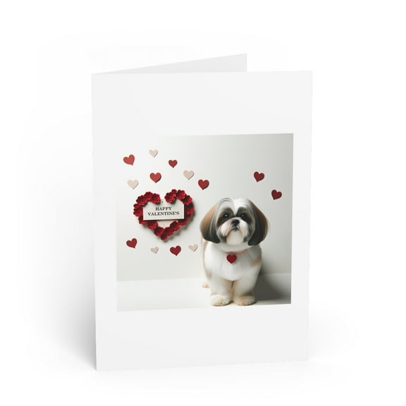DistinctInk Greeting Card / Note Card - Valentine's Day Shih Tzu - PACK of 5
