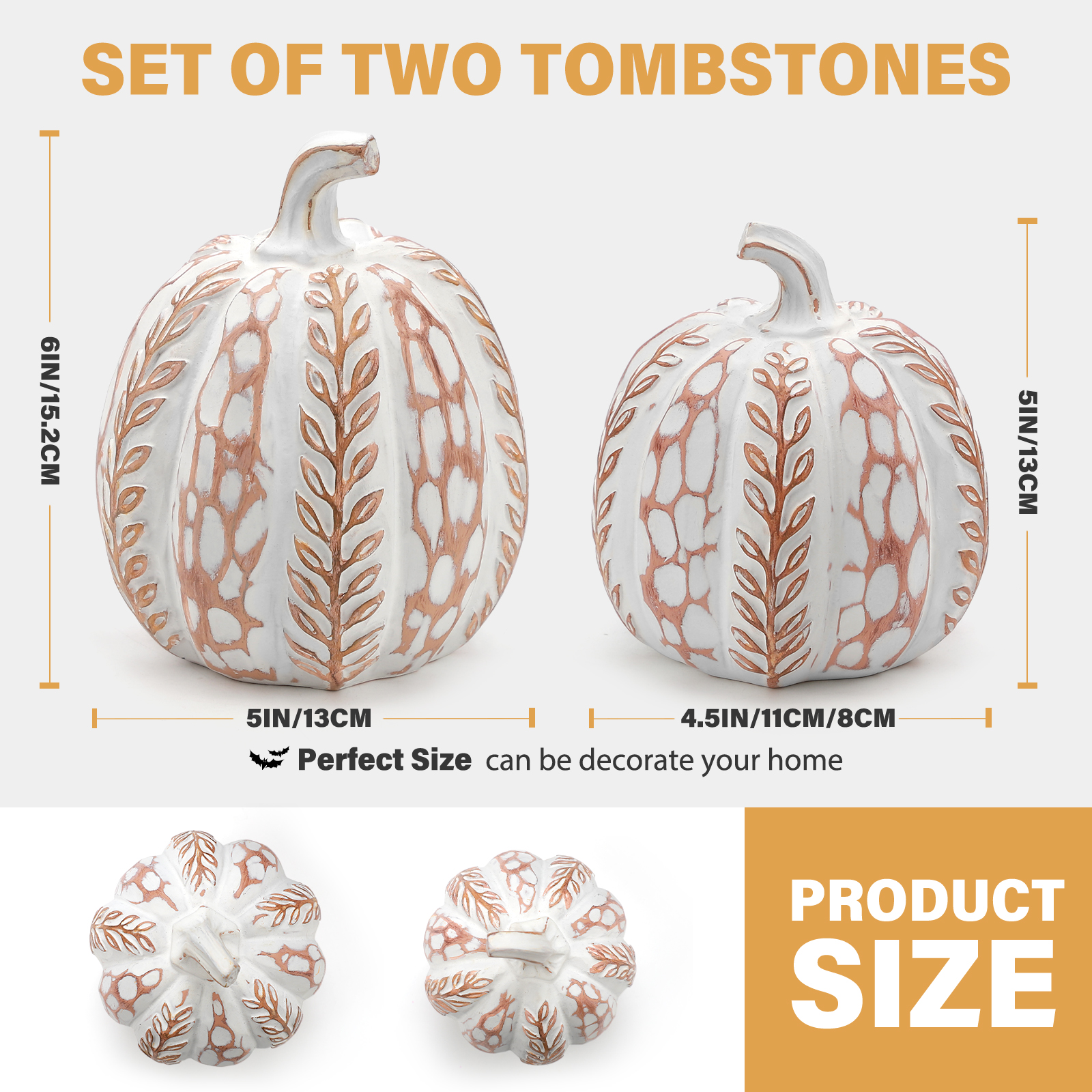 Ayieyill 2 Pc Resin Pumpkin Figurines, Fall Autumn Decorations photo 5