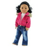 18 Inch Doll Clothes/Clothing Fits American Girl Doll - Fur Collar Accessory Jacket Outfit with White T-Shirt and Distressed Jeans