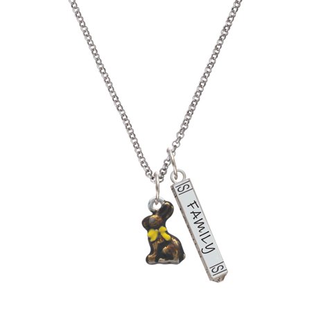 Delight Jewelry Silvertone 3-D Chocolate Bunny Silvertone Family Bar Charm Necklace 23