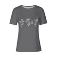thumbnail image 3 of Tops de Ajuste Suelto para las Mujeres Sudadera Casual Impresa Manga Corta Cuello Redondo Superior, Poliéster, 3 of 7