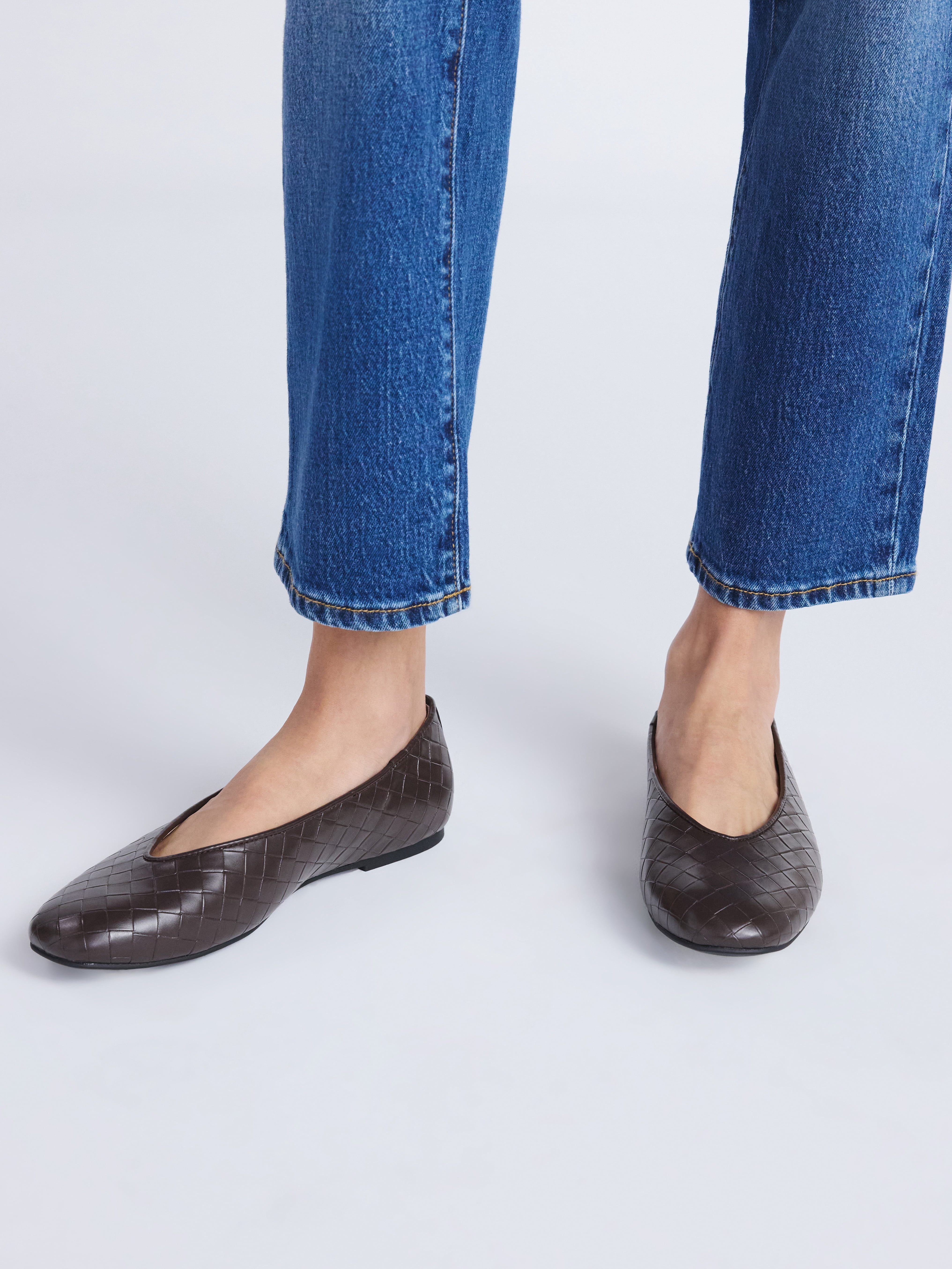 Free Assembly Women's Faux Leather Basketweave Textured Flats, Sizes 6-11