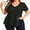 Black, variant on Women's Casual V Neck Short Sleeve Summer Knit Top Split Hem Retro Blouse S-2XL