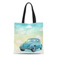 thumbnail image 1 of ASHLEIGH Canvas Tote Bag Travel By Car Hello Summer Vacation Trip Retro Blue Durable Reusable Shopping Shoulder Grocery Bag, 1 of 1