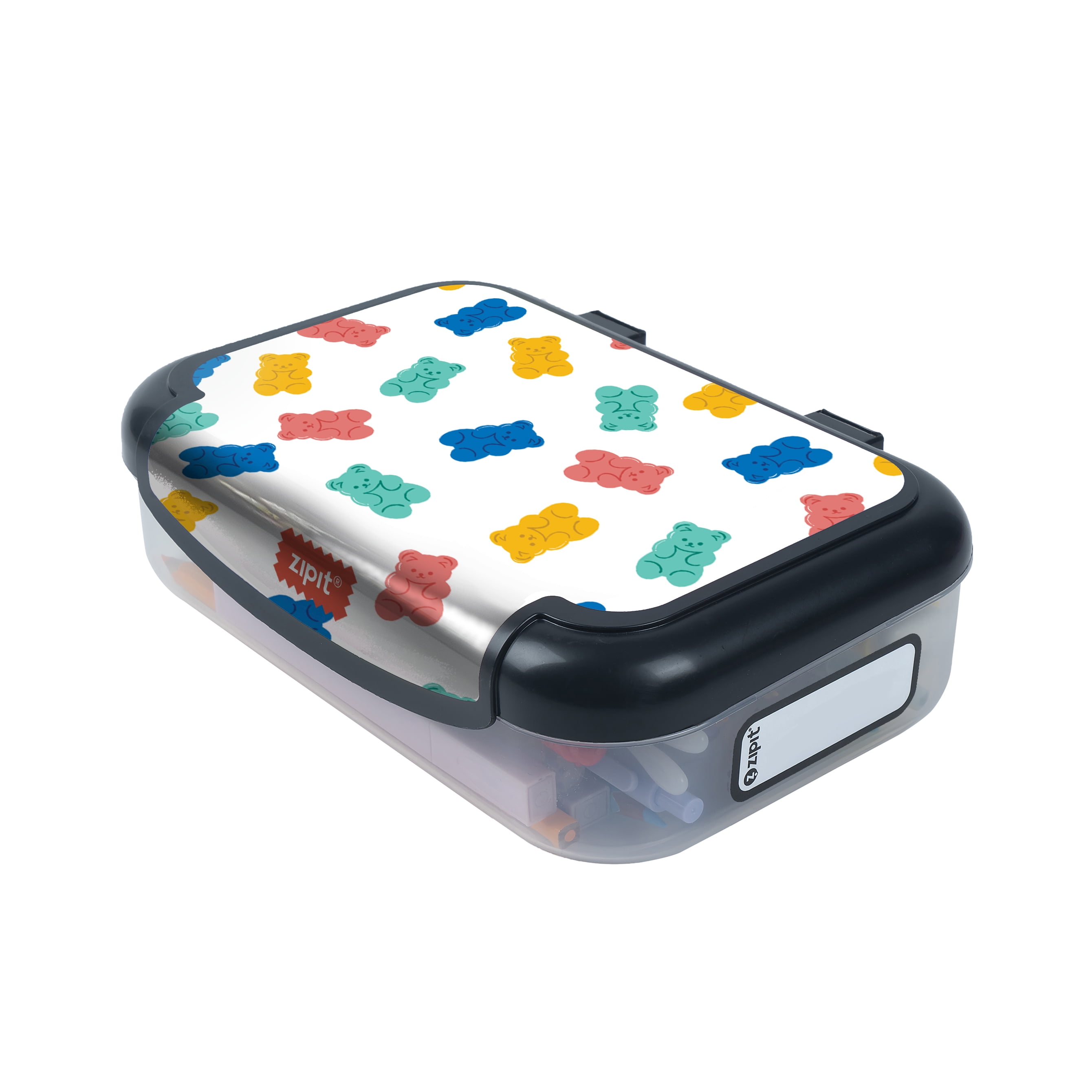 ZIPIT Recycled Plastic Gummy Bear Pencil Box - Durable Case for Girls