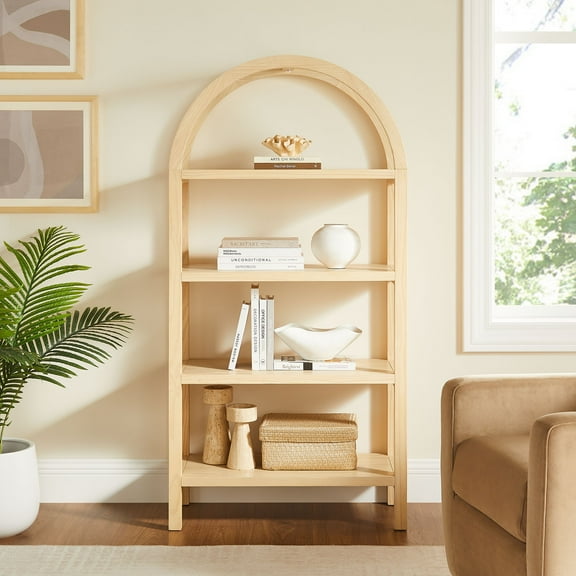 Vexley 60 Inch Wide Arched Bookshelf in Natural