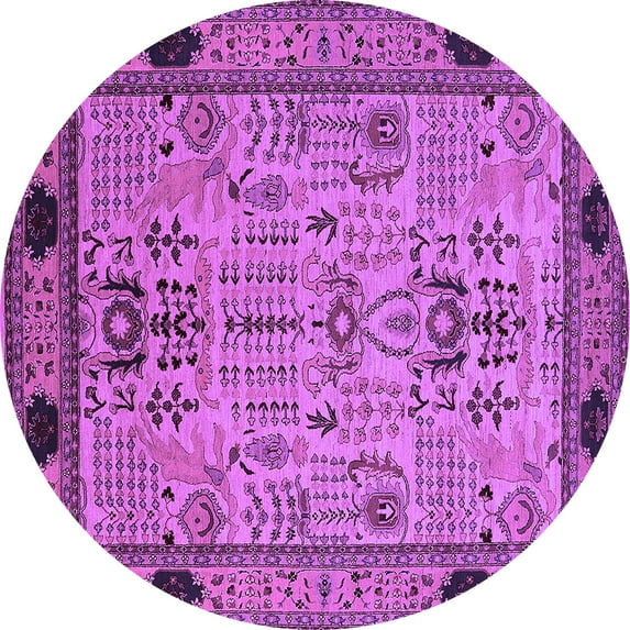 Ahgly Company Indoor Round Oriental Purple Traditional Area Rugs, 6' Round