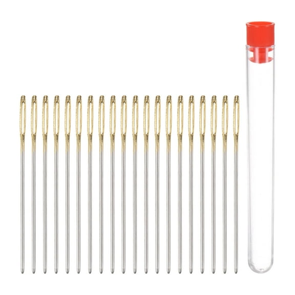 Uxcell Large Eye Blunt Sewing Needles 1.25mm Dia Darning Needles, 2Inch , Golden 20 Pack