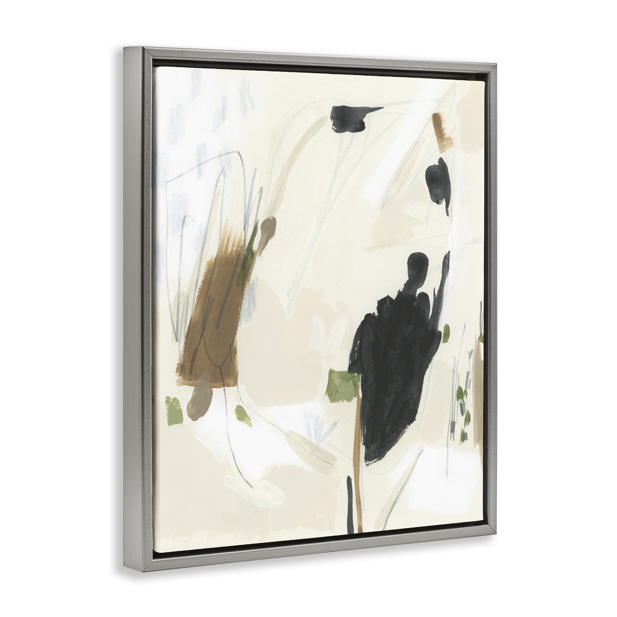 Stupell Industries Subdued Neutral Abstract Abstract Painting Gray Floater Framed Canvas Art Print Wall Art, 25 x 31