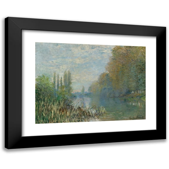 Claude Monet 14x11 Black Modern Framed Museum Art Print Titled - Edges of the Seine in Autumn (1876)