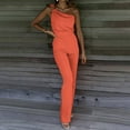 thumbnail image 2 of HAPIMO Women's Straight Skinny Jumpsuit Shiny Sequin Solid Relaxed Trousers Fashion Sleeveless One Shoulder Casual Bowknot Orange S, 2 of 7
