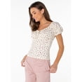 thumbnail image 3 of Celebrity Pink Women's Puff Sleeve Top, Sizes XS-XXXL, 3 of 6