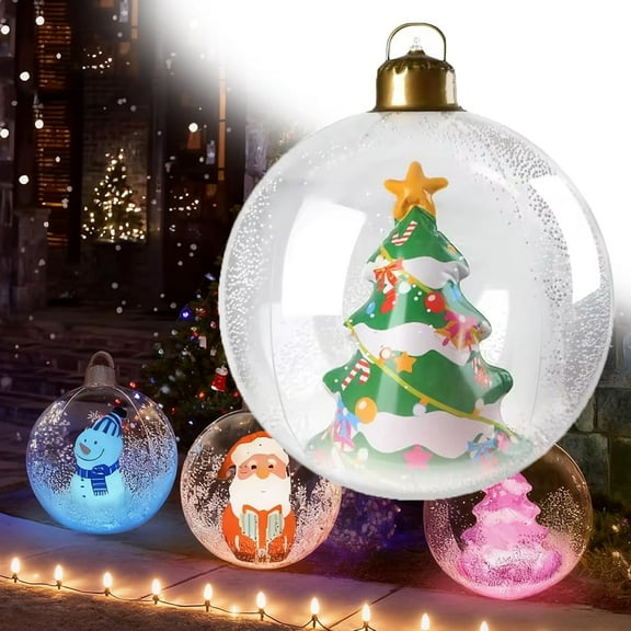 Hbtdoern 23.6 Inches Giant Inflatable Christmas Balls, LED Light-Up Blow Up Ornaments, Extra Large PVC Outdoor Xmas Yard Garden Holiday Decorations