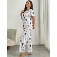thumbnail image 3 of ValueVibe Plus Size Women Pajama Sets 2 Piece Short Sleeve Crew Neck Lounge Set Love Heart Print Sleepwear with Pocket, White 3XL, 3 of 7