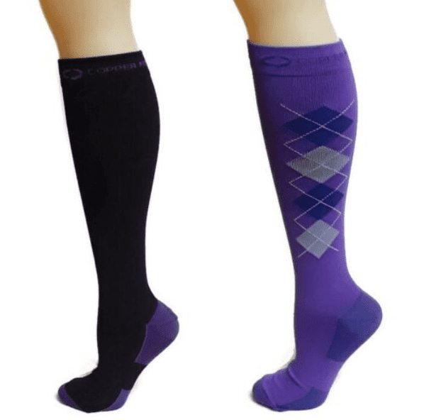 Copper Fit™ Knee-High Compression Socks 4-pack, Purple/Argyle, Size L ...