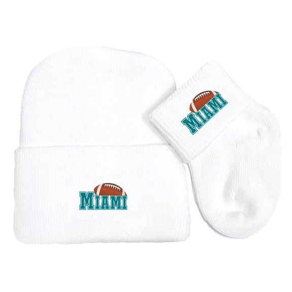 Future Tailgater Newborn Baby Knit Cap and Socks Set for Miami Fans