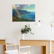 Pratyus Rainbow Mountain Ocean Canvas Print on Canvas Ready to Hang Home Art Decor 16x12in