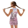 thumbnail image 2 of COEQINE Girls Tankini Swimsuit 2 Piece for Kids 14-15 Years Old Printed Modest Bathing Suits with Removable Pads Crewneck Tank Top & Swim Shorts Polyester Spandex, Horse Pink Daisy Floral, 2 of 8