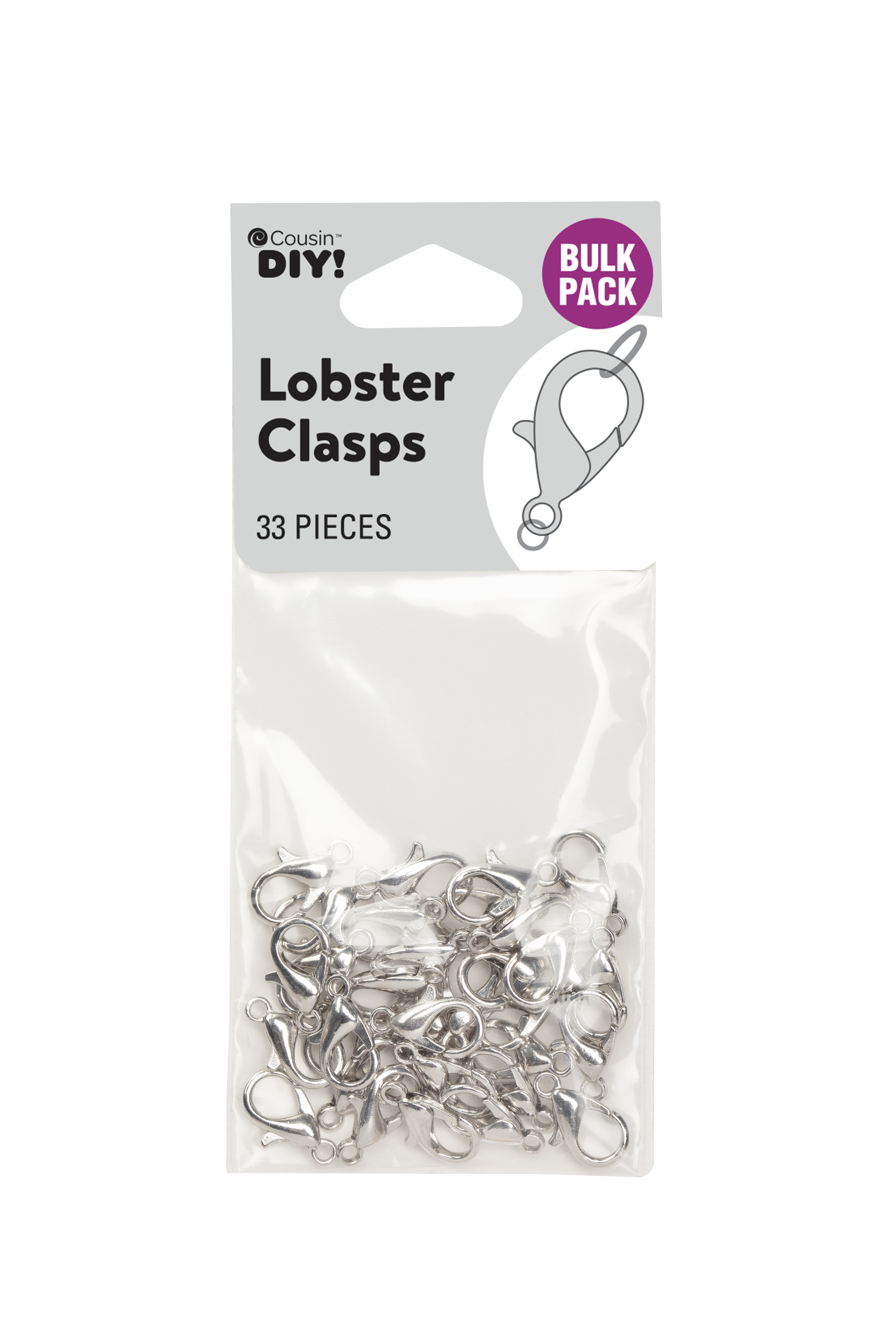 Cousin DIY Silver Metal Lobster Clasp, 33 Piece, AJM66012014