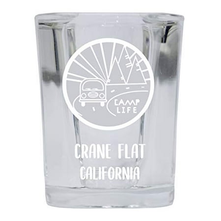 

Crane Flat California Souvenir Laser Engraved 2 Ounce Square Base Liquor Shot Glass 4-Pack Camp Life Design