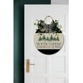 thumbnail image 4 of Welcome To Our Neck Of The Woods Front Door Sign Funny Wreaths Hanging Wooden Plaque Decoration Round Rustic Wood Farmhouse Porch Decor for Home Front Door Decor, 12 x 12 Inch, 4 of 9