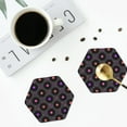 thumbnail image 4 of Honeii Vinyl Records Musical Notes print Leather Coaster Set of 4, ideal for safeguarding your furniture from drinks spills and effortless cleanup-Hexagon, 4 of 6