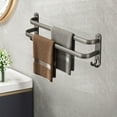 thumbnail image 4 of Gray Towel Rack, Without Punching, Storage Rack, Bathroom Hanging Rack, Wall Mounted, Towel Hanging Rod Pole, 2-in-1 Hook, Aluminum Alloy Material, Durable, Versatile, Easy Installation, 4 of 6