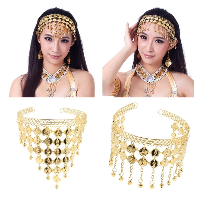 2 Piezas Nueva Moneda De Hierro Elegante Banda Para Cabeza Cabeza Cadena Danza Del Vientre Accesorios Para Cabeza BLESIY Sombreros de danza del vientre