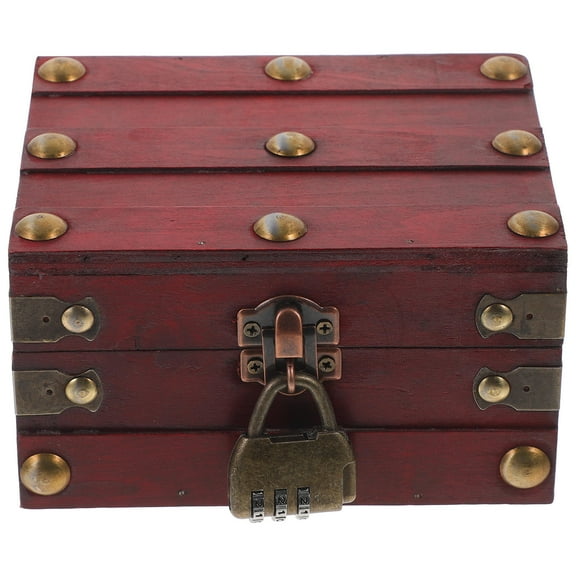 QIFULL Retro Style Storage Box Wooden Chest Box Wood Aged Red 1Pcs