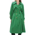 thumbnail image 5 of Pimfylm Women's Notch Lapel Double Belted Long Outwear Winter Coat Green, M, 5 of 7