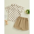 thumbnail image 5 of Musuos Toddler Boy Gentleman Outfit 1-4T Checkerboard Print Button Short Sleeves Shirt and Shorts Set, 5 of 10