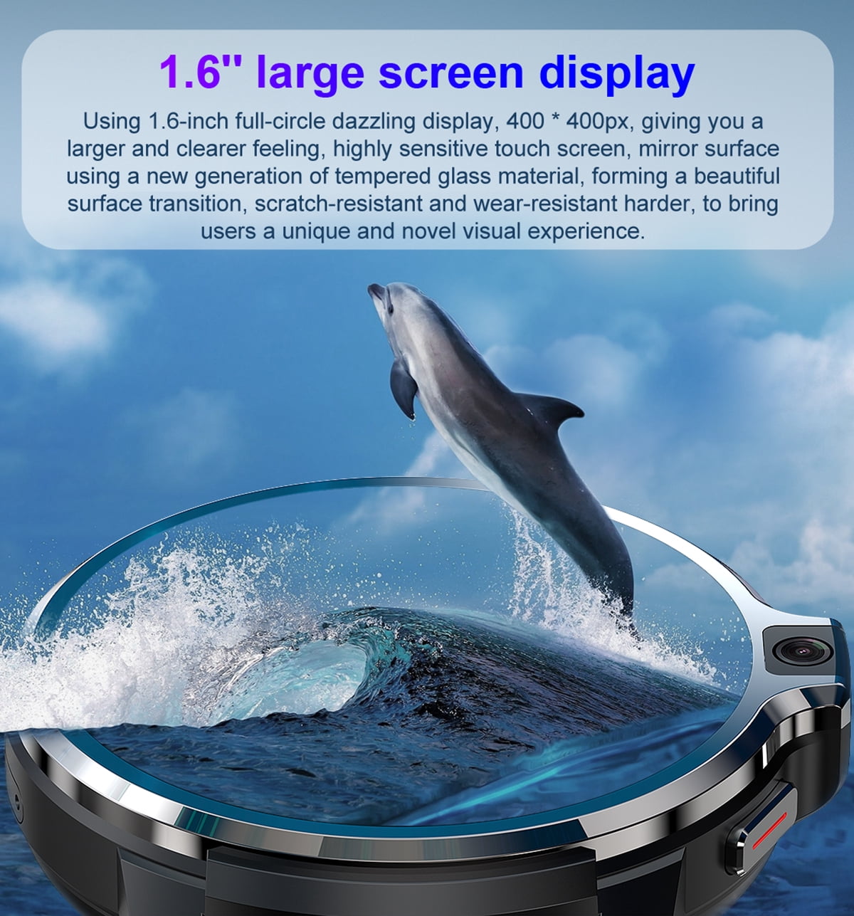 Rainbuvvy DM30 4G Smart Watch 1.6 Inch IPS Screen Dual System Dual 5.0MP Camera 4GB+64GB 1050mAh WIFI GPS Face ID for Android or iOS