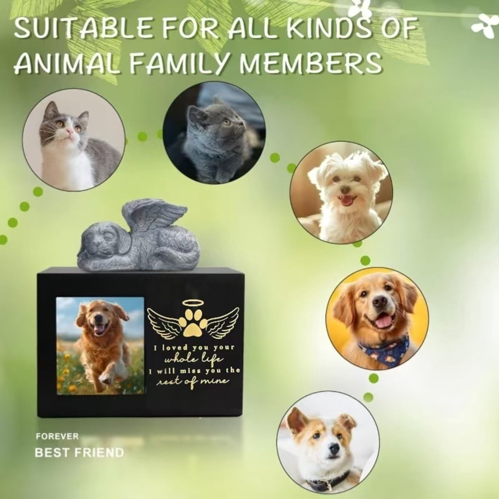 Resins Pet Cremation Urn Ashes Urns Dogs Memorials Caskets Funeral Photo Frame for Memorializing Cats and Dogs