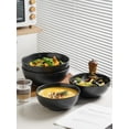 thumbnail image 4 of Large 55 Ounce Ceramic Bowls Set of 2, Matte Black, Microwave & Dishwasher Safe, Stylish Serving Dishes for Entertaining, 4 of 5