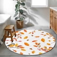 thumbnail image 3 of Orange Leaves Fall Round Area Rug 3Ft Washable Small Circle Rugs for Kitchen Entryway, Branches Birds Pine Cones Non-Slip Carpet Floor Mats Indoor Outdoor Carpet Runner Aesthetic Home Decor, 3 of 8