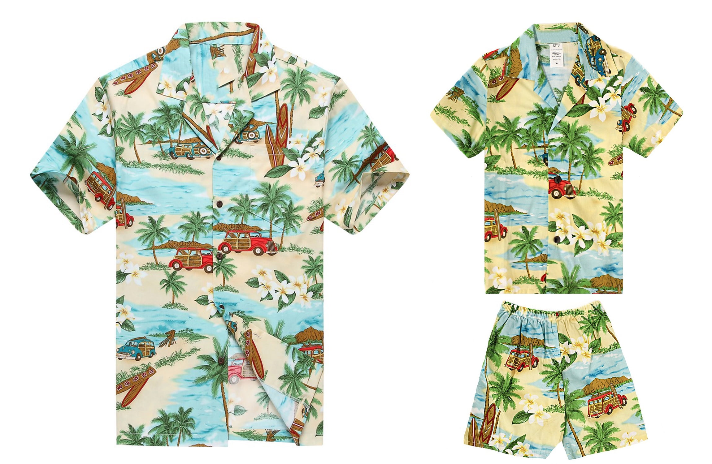 Made in Hawaii Matching Father Son Hawaiian Shirts Cabana Set Palm Beach Yellow Made in Hawaii Matching Father Son Hawaiian Shirts Cabana Set Palm Beach Yellow