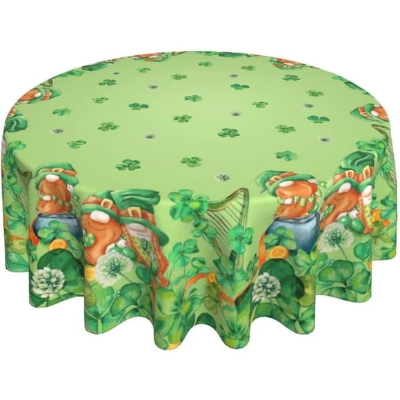 Nappe Ronde de la Saint-Patrick 60 Pouces Imperméable de Printemps, Nappe Irlandaise Résistante aux Taches Verte, Nappe Ronde de la Saint-Patrick pour Salle à Manger, Cuisine, Décoration de Fête à la Maison