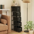 thumbnail image 2 of Gymax Slim Dresser w/ 5-Drawer Anti-tip Kits Space-Saving Chest of 5 Fabric Drawers, 2 of 10