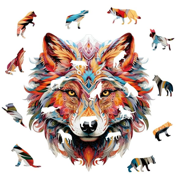 Wolf Wooden Jigsaw Puzzle 8.27"x 10.24" inch 200 pcs Adult Home Decoration Art Gift