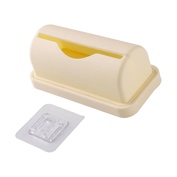 Toystoory Dispensador elegante de bolsas de basura para montaje en pared, para organización de gabinetes de sala de estar Organizadores de utensilios de cocina Beige 15.1x7.5x6.3 cm