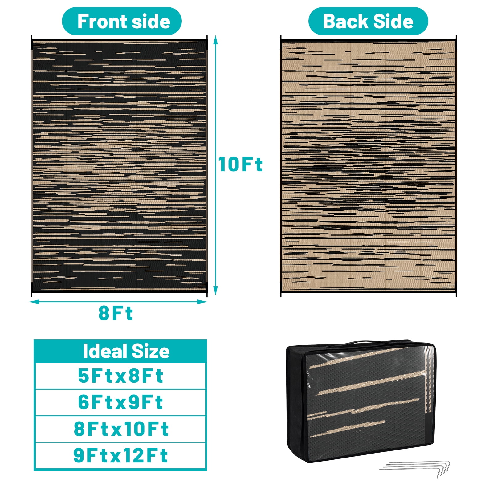 Ileading Outdoor Rugs 8'x10' for Patios Clearance Waterproof Patio Rugs Reversible Mats Plastic Straw Rug Large Outside Area Rug Door Mat for RV,Patio,Backyard,Deck,Beach,Trailer,Camping