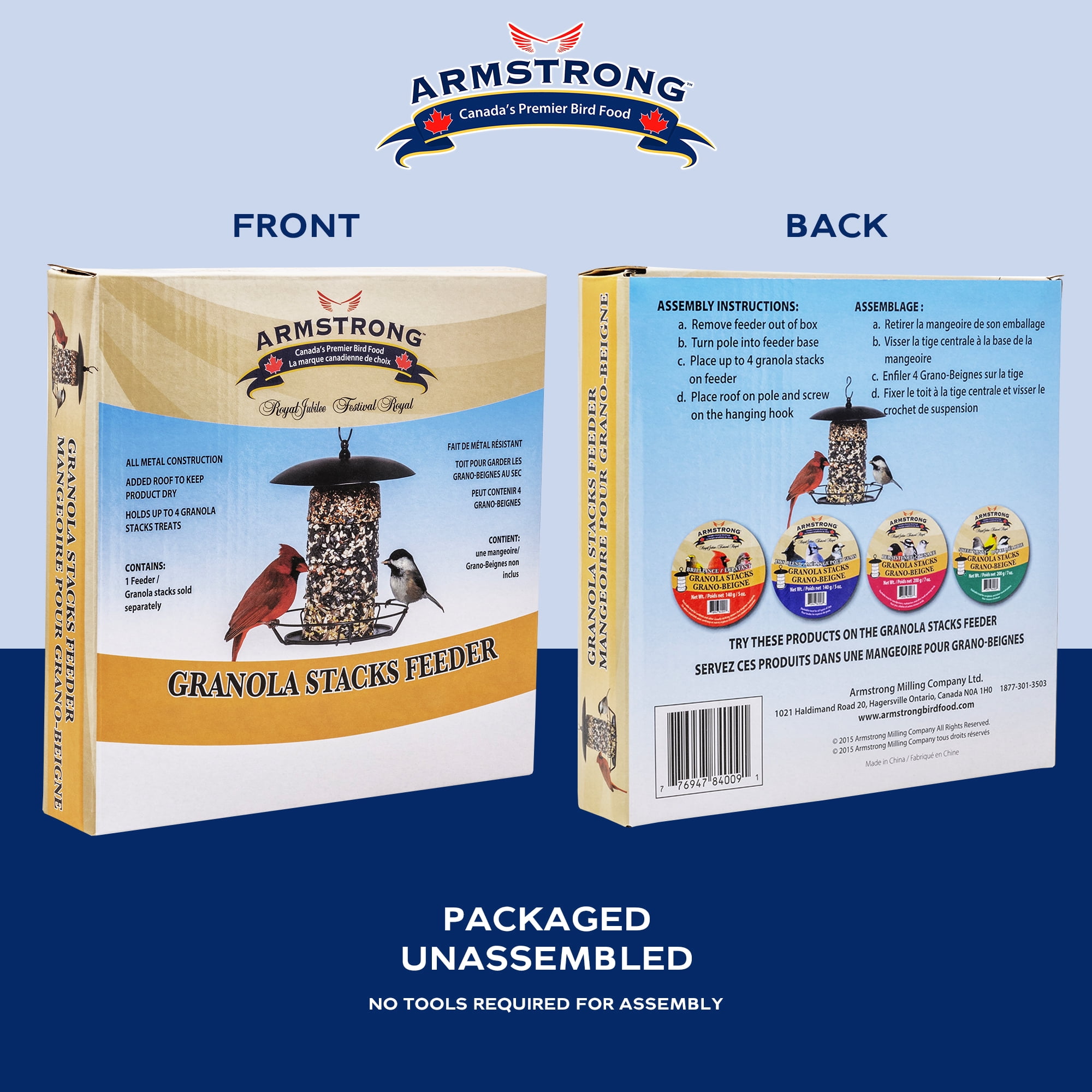 Armstrong Wild Bird Food Royal Jubilee Granola Stack Feeder, Black, 12in