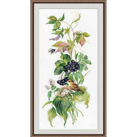UPC: 4660009928840 | A Little Nest With Flowers And Sparrow Cross-Stitch Kit On Aida 18 Count Canvas Spring Flowers Cross Stitch Kit by Oven 1014