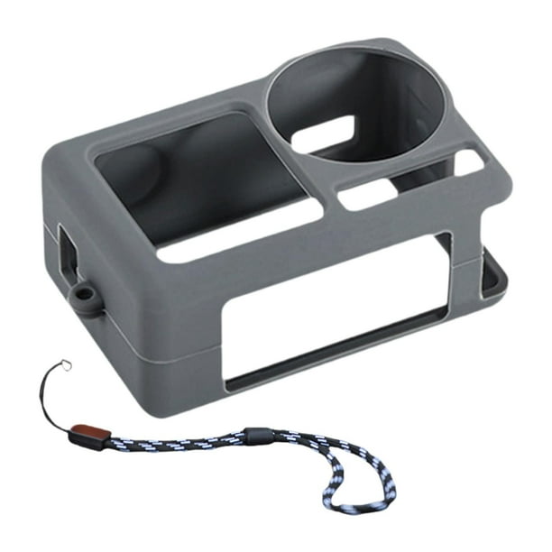 Cubierta de silicona, cubierta de la cámara, a prueba de golpes con cuerda a prueba de pérdida, accesorios de cámara deportiva, estuche anti -caída gris