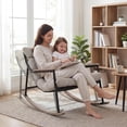 thumbnail image 6 of CHINNLUU Papasan Rocking Chair with Cushion, Patio Lounge Chair, Metal Frame Rocker, 350lbs Capacity, Indoor Outdoor Lounge for Garden, Porch, Living Room, Balcony, - Light Gray, 6 of 13