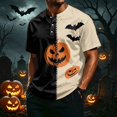 thumbnail image 2 of Halloween Shirts for Men Short Sleeve T-Shirts Pumpkin Bat All Over Pumpkin Print Novelty Spooky Holiday Tops Khaki L, 2 of 7